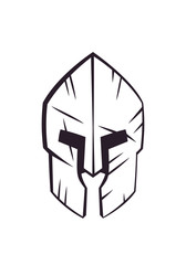 spartan helmet with scratches front view vector illustration