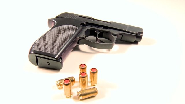 Semi-automatic handgun with teargas cartridges, beauty-shot