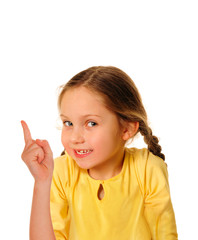 Portrait of cheerful girl with good idea