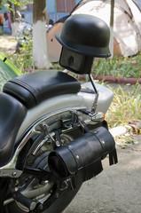 Protective helmet on a motorcycle