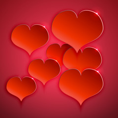 Red heart on a red background. Vector. 2