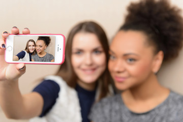 Two attractive girls in the cafe