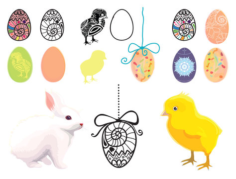 Set of illustrations on easter theme