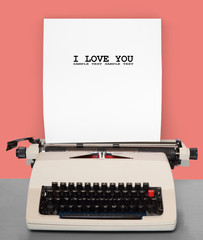 Retro style picture of old typewriter with paper.