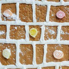 Close up part of  bread and sweet house for festival.