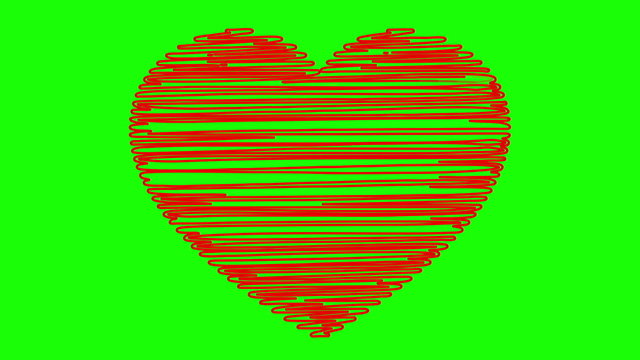 Hand drawn heart on a green background