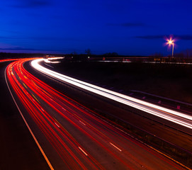 Headlight and tail light trails at night