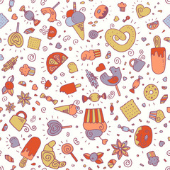 Vector seamless pattern with desserts