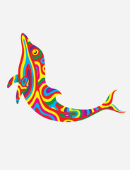 Dolphin abstract colorfully, art vector illustration