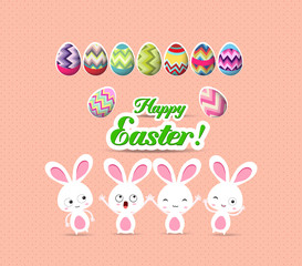 Happy Easter and bunny greeting card