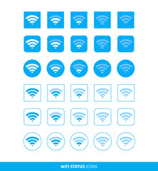 Wifi Status Icons Set Blue