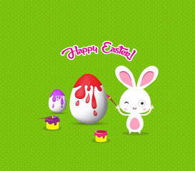 happy easter with bunny eggs painting colorful
