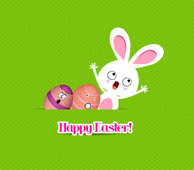happy easter eggs and bunny funny greeting card