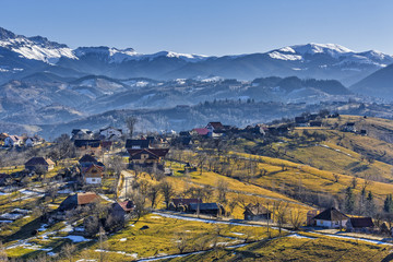 Countryside mountain landscape near Bucegi mountains, Romania