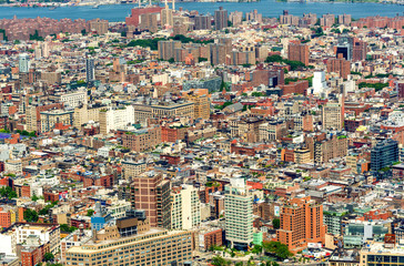 Fototapeta na wymiar Manhattan skyline and buildings as seen from helicopter