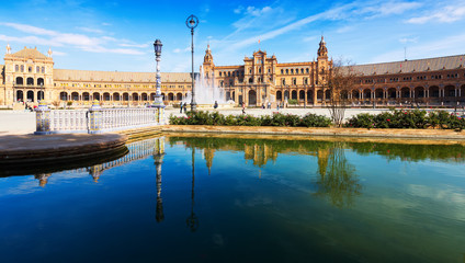 Day sunny view of Plaza de Espana. Seville