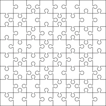 64 Jigsaw puzzle blank template or cutting guidelines : 8*8