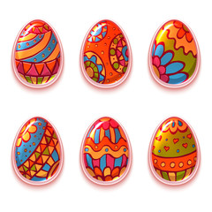 Vector set of cartoon color eggs for Easter