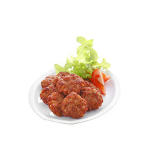 thai pork and garlic fried on white ceramic dish