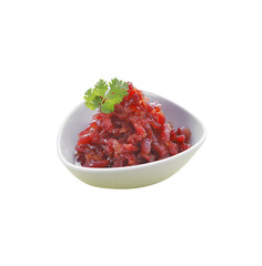 thai pork fried on white ceramic dish