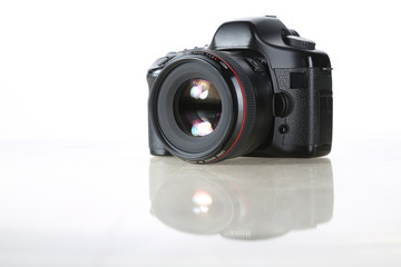 The camera on white background