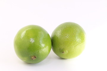 Green Lime on White Background