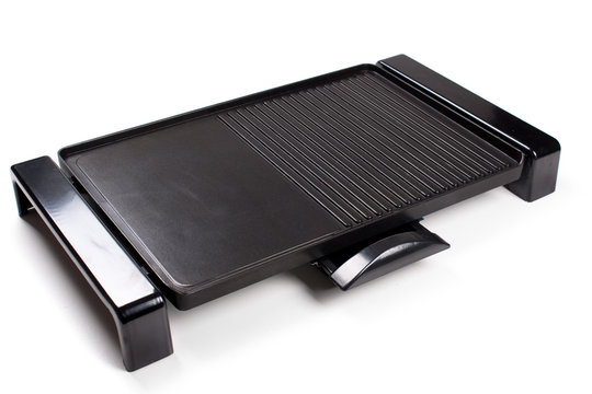 An image of a new electric barbecue on white background