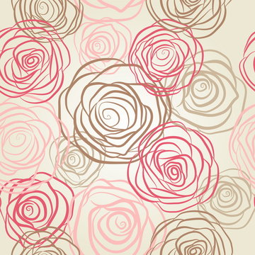 Seamless pattern with flowers roses vector