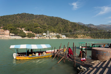 Boat on Ganga River in Rishikesh, India