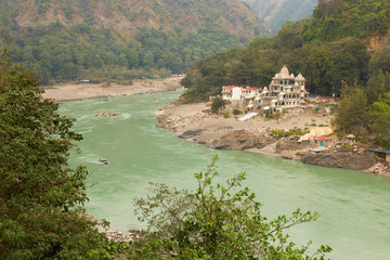 Ganga River at the begining of Himalaya Mountains near to Rishik