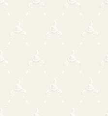 Rose and pearl seamless pattern sentimental in white
