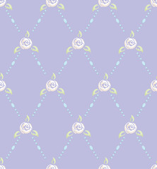 Rose and pearl seamless pattern romantic in lilac