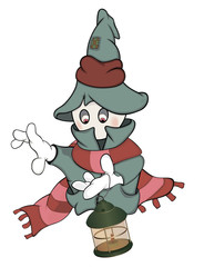 Ghost and old green lamp cartoon