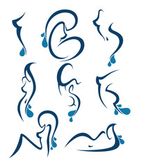 vector collection of water girl's silhouette, for beauty and spa