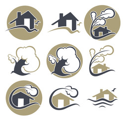 vector set of ecology, nature, house and homes signs and icons