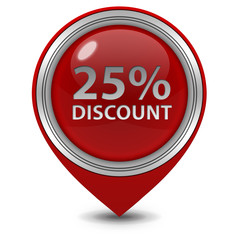 Discount 25 pointer icon on white background