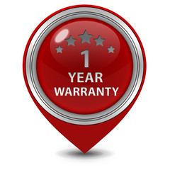 One year warranty pointer icon on white background