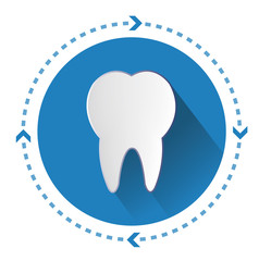 Modern flat design tooth icons with long shadow effect