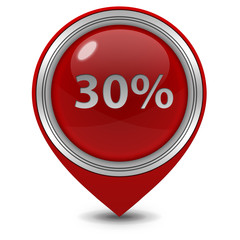 Thirty percent pointer icon on white background