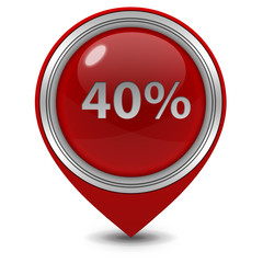 Fourty percent pointer icon on white background