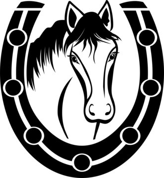 Horse And Horseshoe, Black Stencil