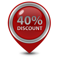 Discount forty percent pointer icon on white background