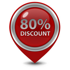 Discount eighty percent pointer icon on white background