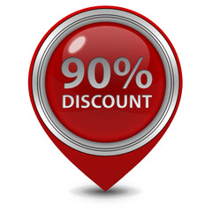Discount ninety percent pointer icon on white background