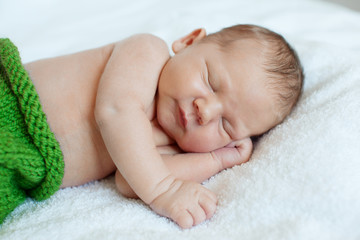 Baby sleeping. Newborn, kid art. Beauty child, boy or girl sleep