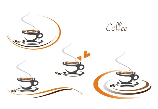 hot coffee , cafeteria , icon, business logo design
