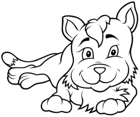 Kitten Laying - Outlined Cartoon
