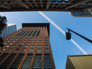In the center of the financial district in Frankfurt, Germany