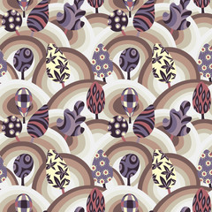 Forest on the hills seamless pattern