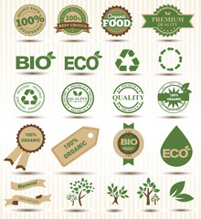 Set vector labels and emblems of ecology and environment